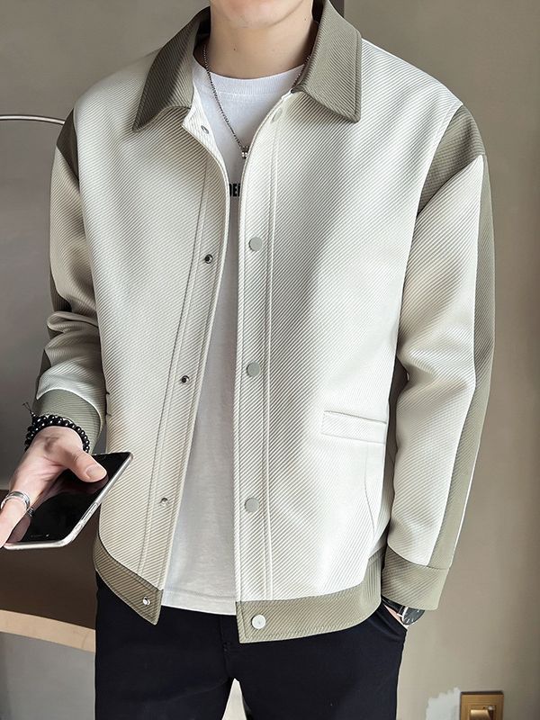 Abrigo de primavera y otoño de los hombres 2023 nueva costura marca de moda pu Shuai solapa chaqueta de los hombres chaqueta casual de los hombres de primavera