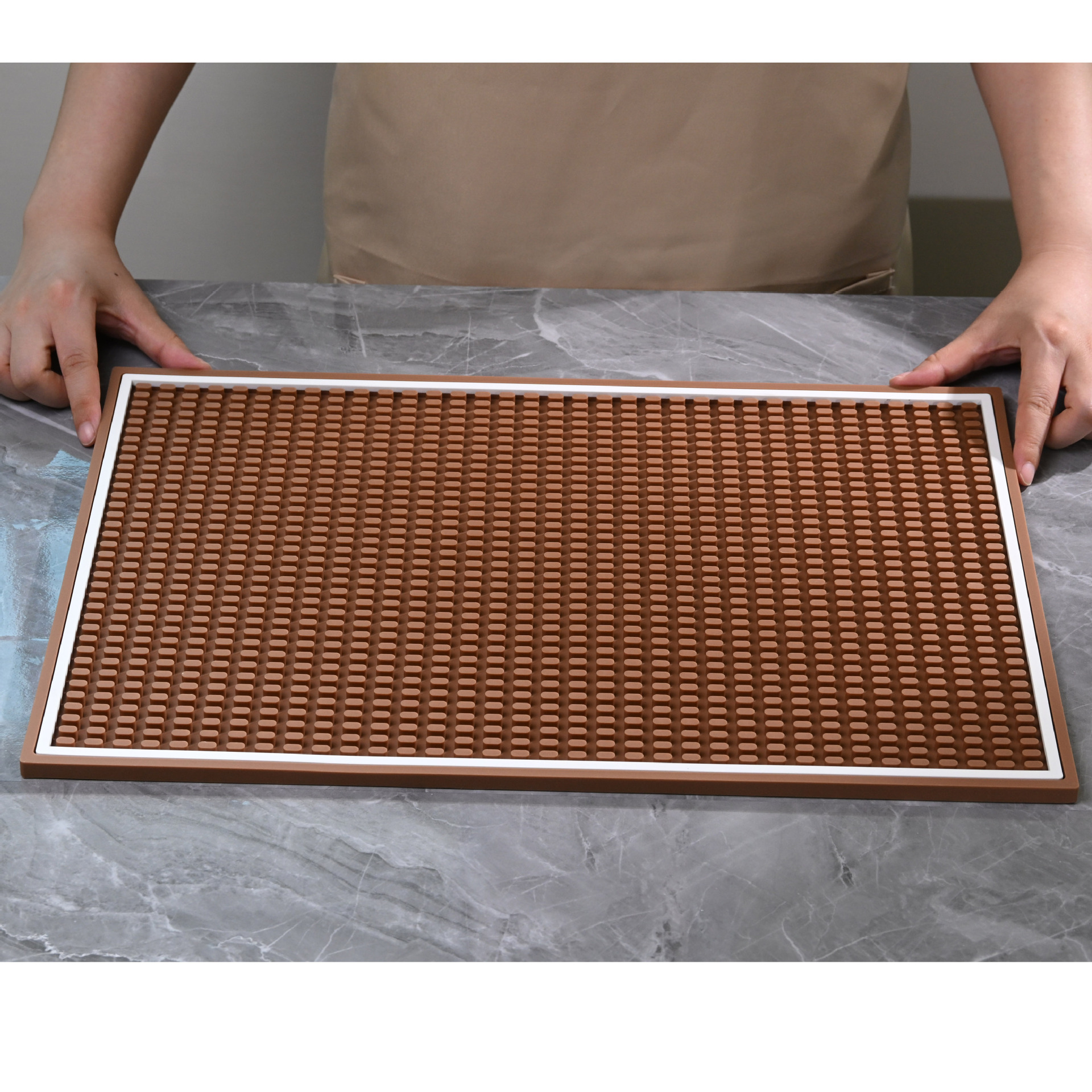 대형 45*30*1cm 갈색 흰색 테두리