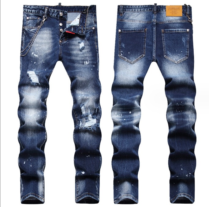 2025 Autumn Street Style Men's Ripped Jeans Fashionable Patchwork Slim Fit Mid-Waist Pants Trendy 2025 Autumn Street Style Men's Ripped Jeans Fashionable Patchwork Slim Fit Mid-Waist Pants Trendy