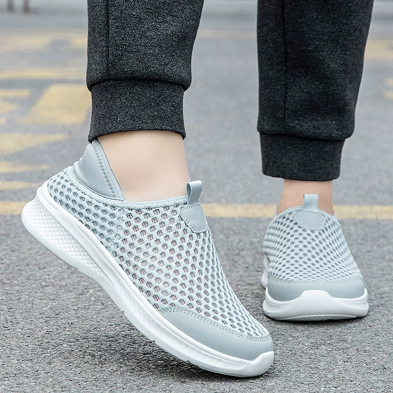 Летние сетчатые туфли для пожилых женщин Zhang Kaili, дышащие полые туфли без шнуровки для мам, удобная и легкая спортивная обувь для женщин среднего и пожилого возраста.