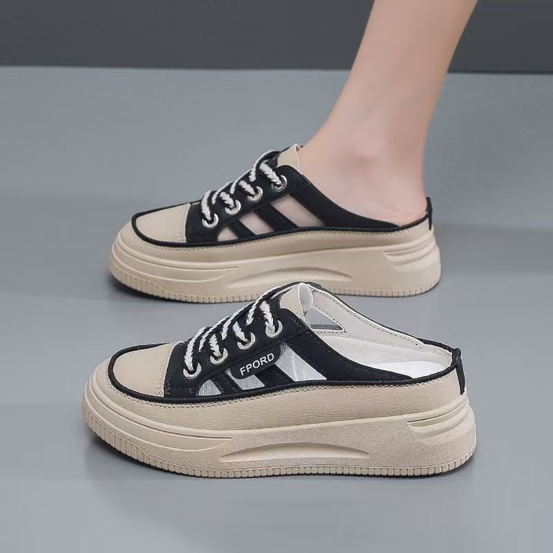 2026 zapatillas de fondo grueso para mujeres con lazos de cabeza redonda con zapatillas frías con la cabeza de medio remolque antideslizante con suela suave universal no cansará los pies image 6