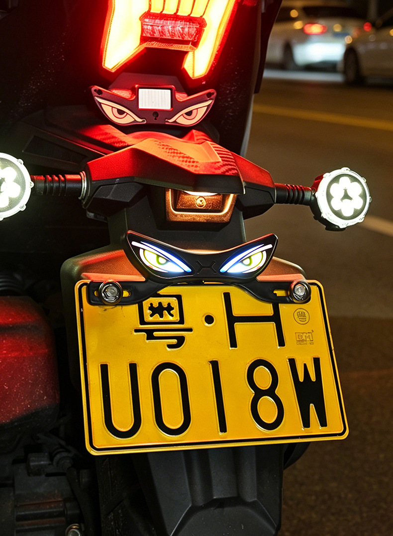 Cross-Border Motorcycle Led License Plate Light, Devil's Eye Ambient Light, Electric Vehicle Modified Decorative Tail Light, Universal Warning Light
