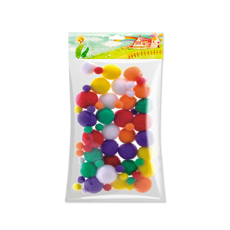 儿童幼儿园DIY手工材料包 毛绒球 彩色混装11708