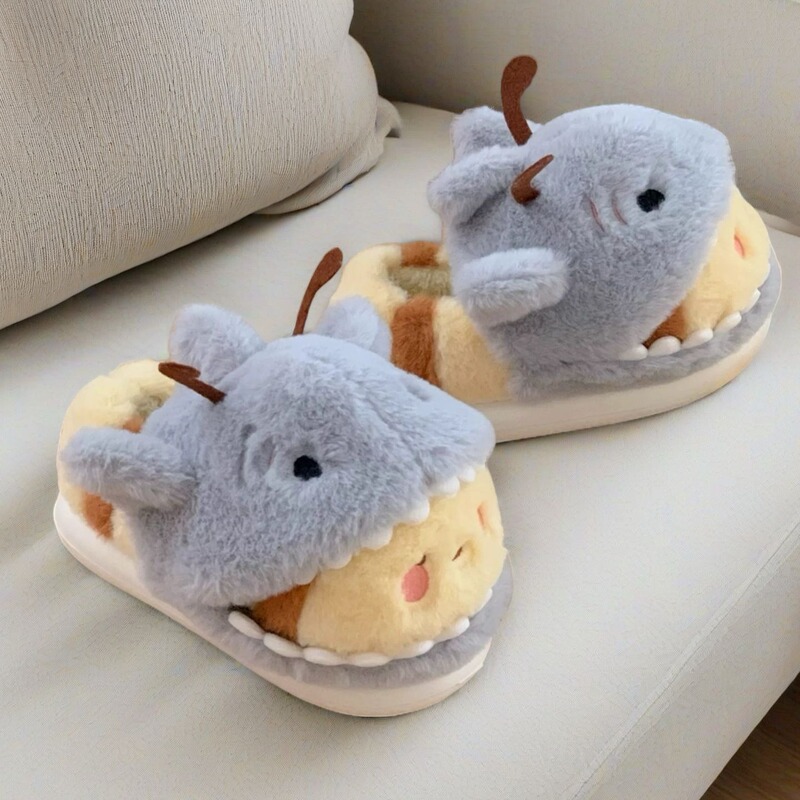 Zoo Series Large Size Women's Cotton Shoes Couple's Warm Plush Cute Comfortable Home Shoes Men's Winter Closed-Back Cotton Shoes