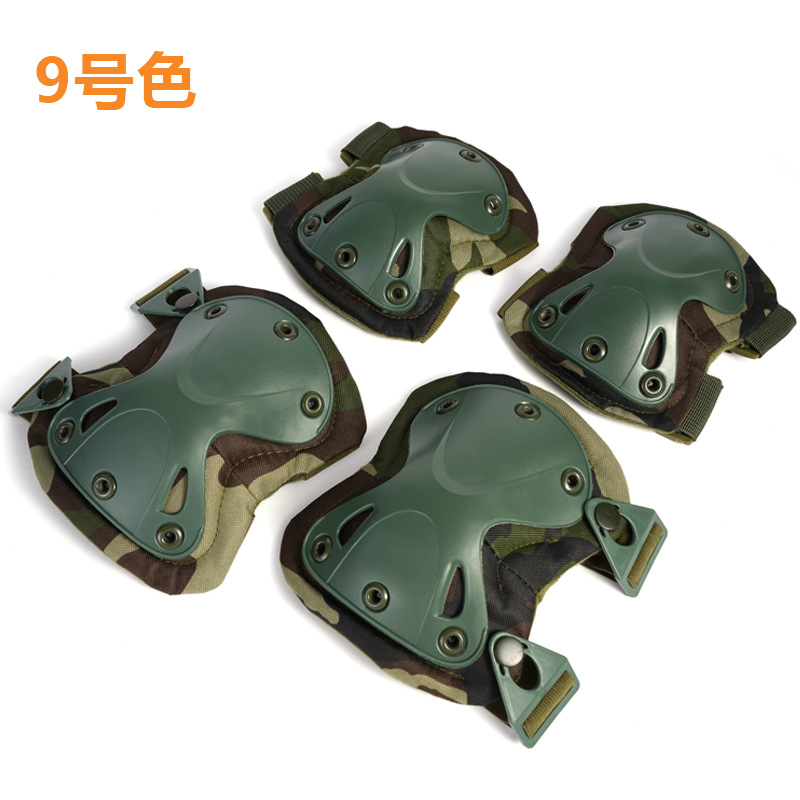 Tactical rodilla protector de codo cuatro piezas rodilla entrenamiento arrastrar equipo de combate humano real CS ciclismo protector de muñeca deportivo