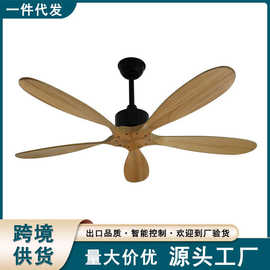 跨境五叶吊扇 52寸美式复古风扇 商用工业风变频实木无灯吊扇厂家