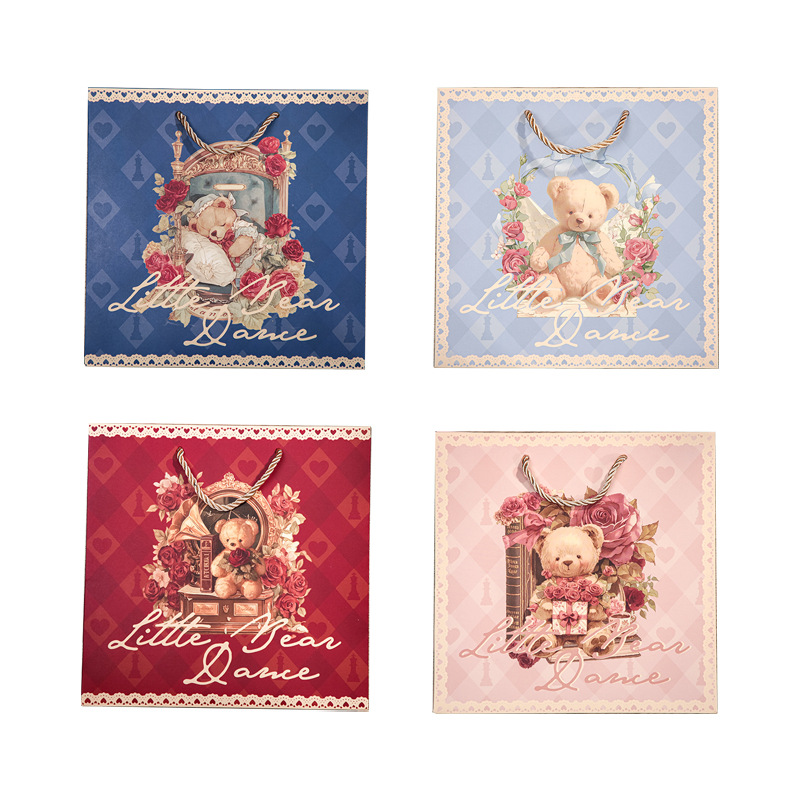 Bolso de regalo del Sr. Paper, serie de música de baile de oso, bolso de transporte de embalaje de regalo de dibujos animados lindo y de alto valor