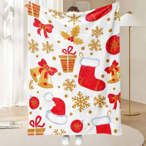 Temu Amazon Christmas Throw Blanket Winter Thick Comfortable Soft Fleece Blanket Cover Bed Sheet
