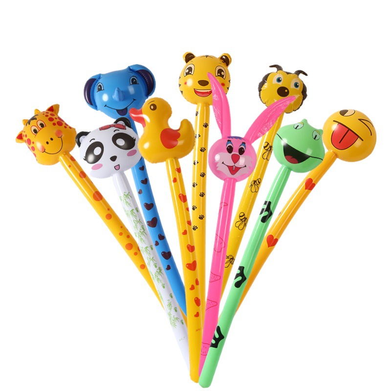 Wholesale inflatable animal head long stick giraffe rabbit cartoon stick children's toy special offer scan code push gift