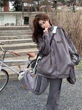 休闲运动服宽松大码薄款套装女学生秋季穿搭一整套韩版开衫外套潮