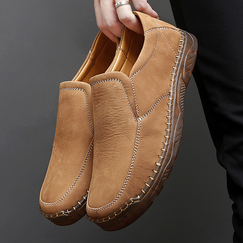 Men's Loafers In Genuine Leather, Breathable, Slip-On Casual Shoes For Summer, Trendy Goodyear Handmade Men's Shoes_vogvips.com