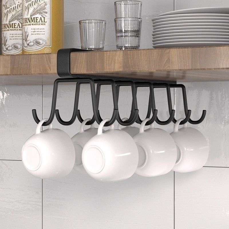 Cross-border punch-free double-row hook Amazon hanging cup holder mug storage kitchen source factory wholesale