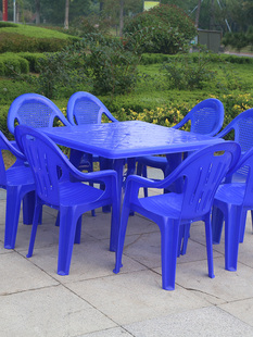 Outdoor Food Stall Night Market Barbecue Plastic Beach Table and Chair Square Round Combination Leisure Adult Backrest Beer Table