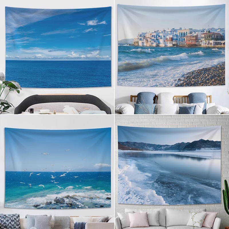Background Cloth Hanging Tapestry Bedroom Dormitory Room Renovation Layout Sea View Bedside Canvas Poster Decorative Wall Cloth Background Cloth Hanging Tapestry Bedroom Dormitory Room Renovation Layout Sea View Bedside Canvas Poster Decorative Wall Cloth