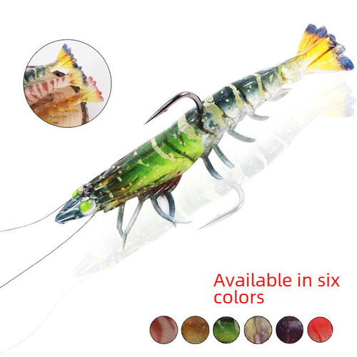 Glow-in-the-dark shrimp lure for largemouth bass, glow-in-the-dark fake bait for perch, hooked fish bait, lead shrimp, soft plastic lure, soft shrimp bait