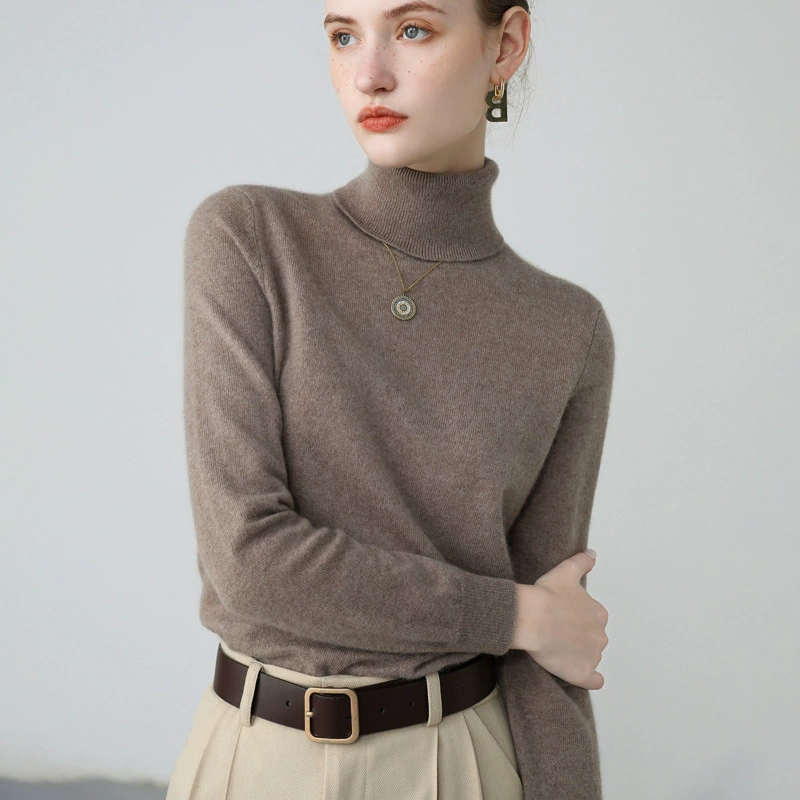 Водолазка Кашемировый Свитер Женский 2023 Осень и Зима Новый Однотонный Пуловер Топ Вязаная Шерстяная Базовая Рубашка Кашемировый Свитер
