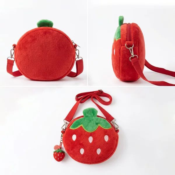 Plush Strawberry Crossbody Bag for Children and Adults Mini Shoulder Fruit Crossbody Bag Storage Bag Coin Purse Wholesale