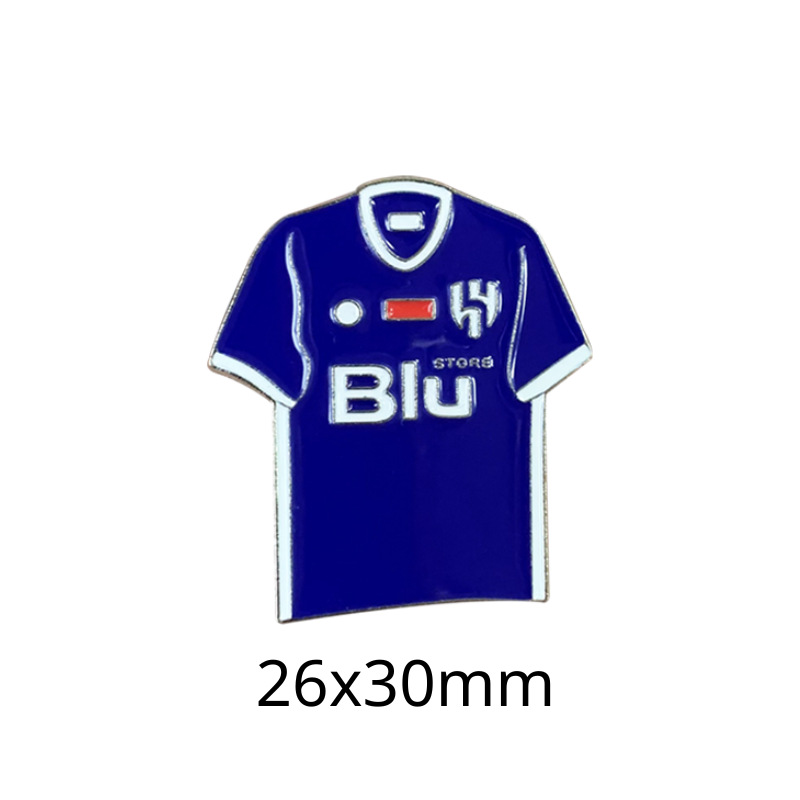 Fabricante personalizado Champions League World Cup Football Super Star Metal Insignia Imagen de dibujos animados Etiqueta del teléfono móvil Insignia Regalo