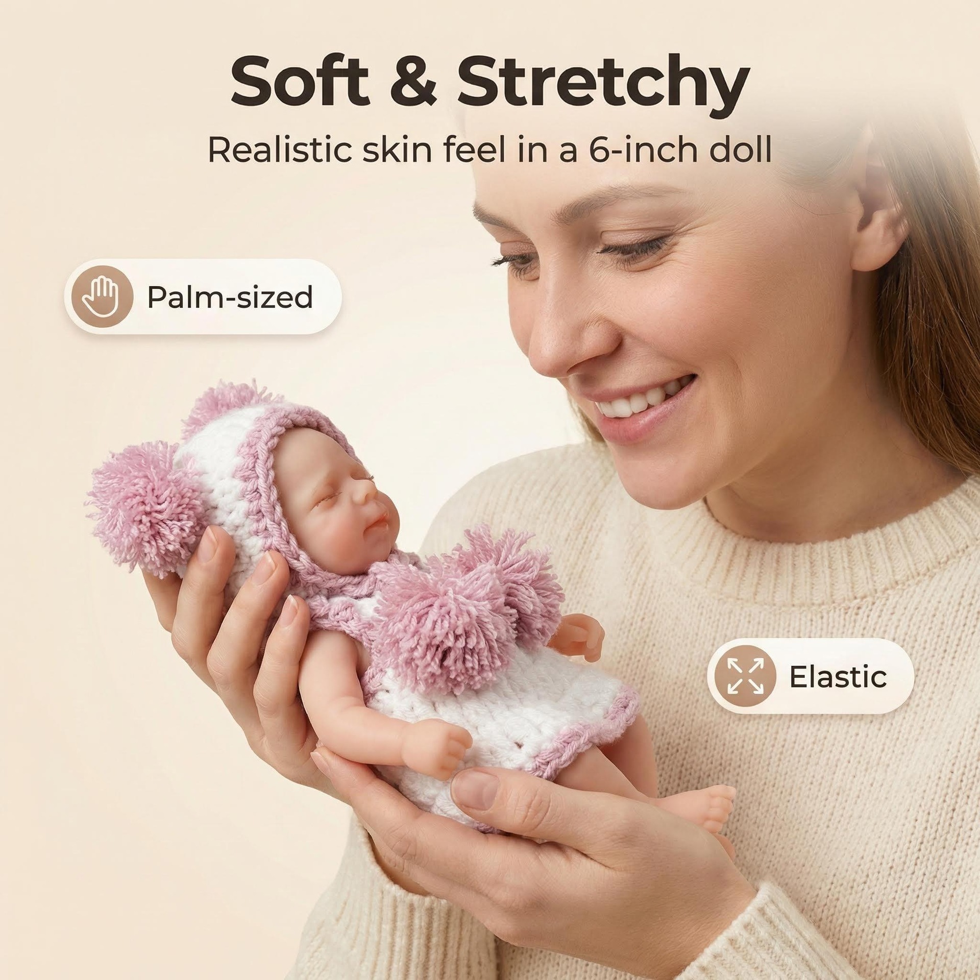 6 pulgadas bola de lana rosa pascale Q bala simulación sólida muñeca renacida para niños Navidad sólida silicona