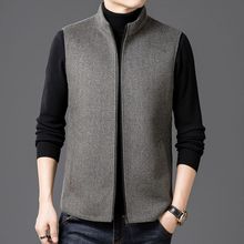 秋冬新款男装立领羊毛呢马甲外套 开衫拉链背心