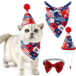 Amazon Pet Scarf Combination European and American Style Dog and Cat Bow Tie Bow Hat Pet Triangle Scarf Wholesale