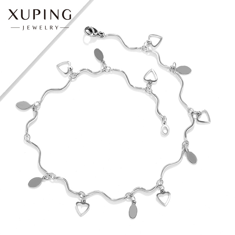 Xuking joyería europea y americana moda personalizada pie accesorios corrugado borla blanco lentejuelas tobillera en stock joyería al por mayor femenina