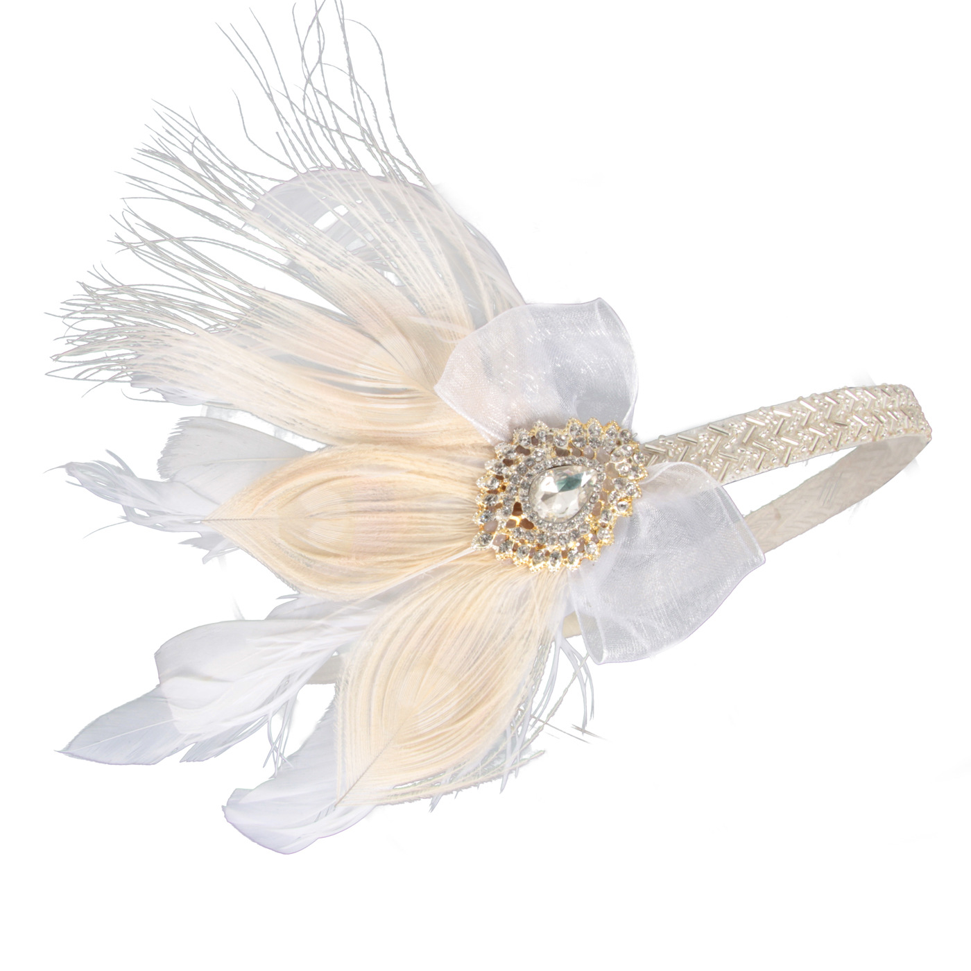 Gatsby Headpiece diadema de plumas negras accesorios para el cabello diadema de pelo de pavo real 1920s headband