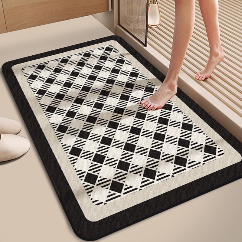 ラベルを貼り付けることができ、モダンでシンプルでハイエンドの珪藻泥フロアマット、家庭用玄関の汚れ防止滑り止めドアマット、浴室の吸収性マット|undefined