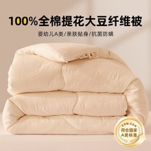 新疆长绒棉全棉提花大豆被填充85%大豆纤维被子加厚冬被春秋被子