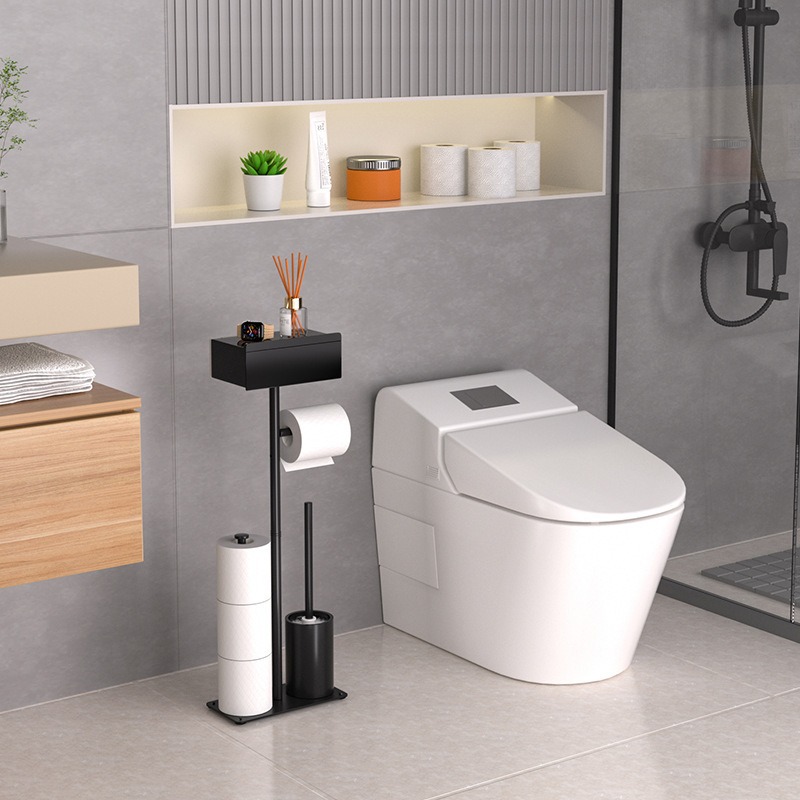 Transfronterizo toallitas de baño estante de papel rodante vertical de suelo doméstico estante de papel de baño con cajón de inodoro cepillo estante de papel de baño