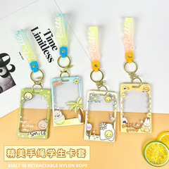 Cartoon cute student card holder, transparent document holder, non-magnetic meal card, work permit, bus card holder, protection