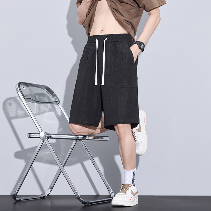 カジュアルショートパンツ男の子夏薄いトレンディなブランドストレートアウターウェアルーズクールテンセルビーチミッドパンツ|undefined
