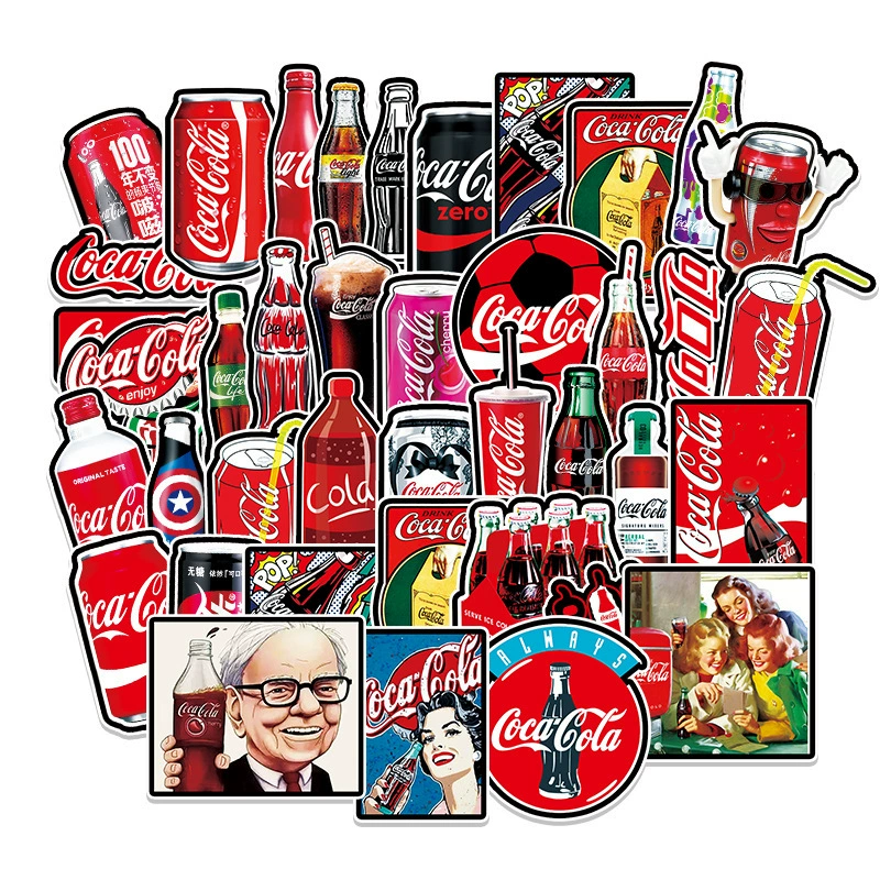 Стикер, ноутбук, мультяшный чемодан, Coca-Cola, граффити