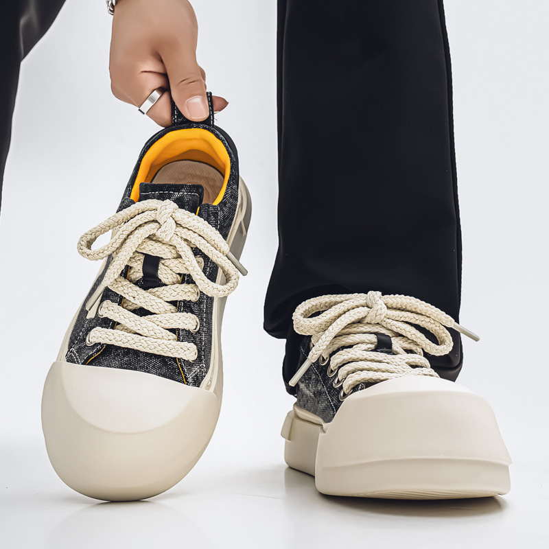 25 nuevos zapatos feos y lindos de mezclilla de moda nacional, zapatos casuales de fondo disueltos, zapatos casuales de moda ligeros y transpirables