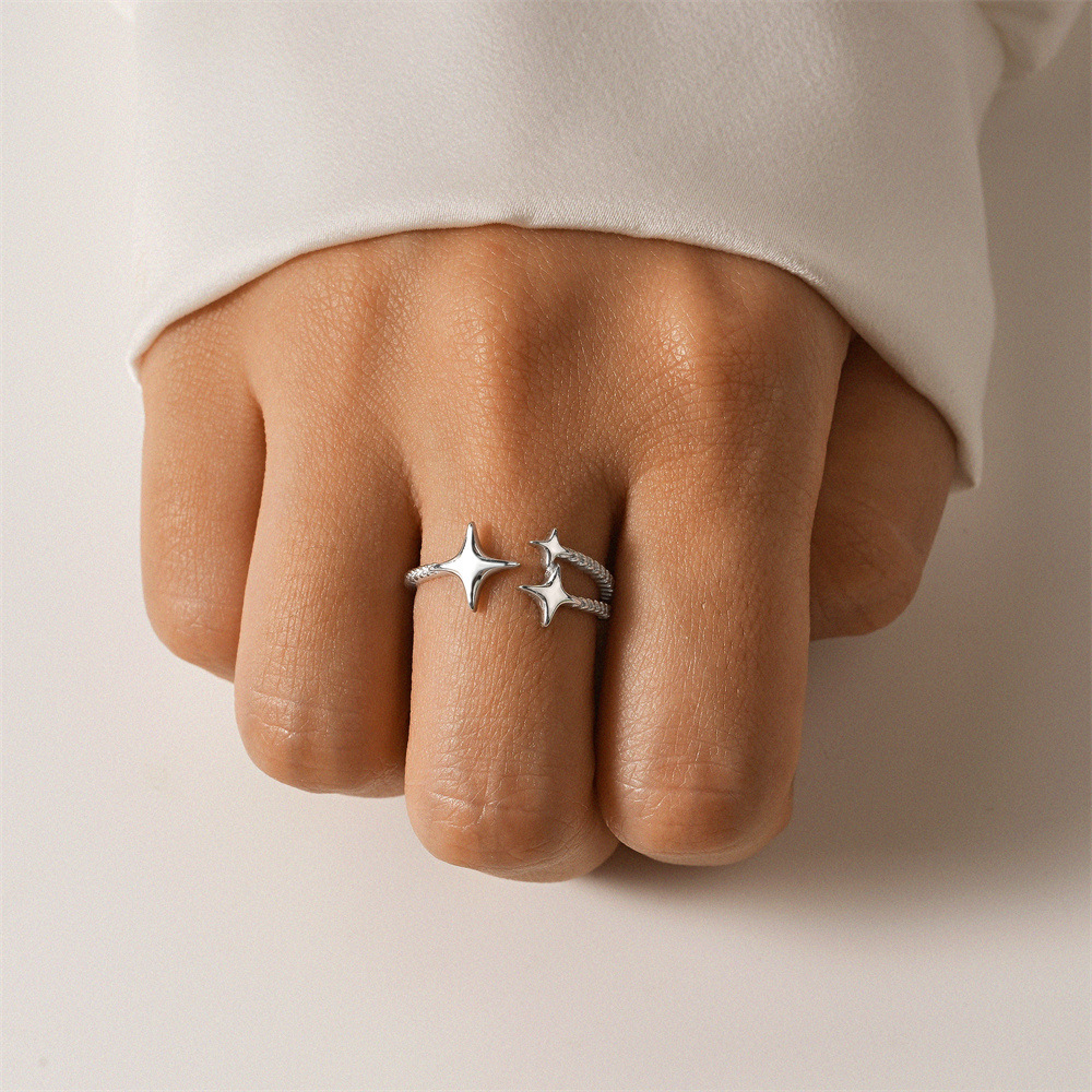 3g Weight Open Rings Classification 1 Piece Quantity Casual Occasion 925 Sterling Silver Material Geometric Pattern Women's Gender Plating Design Sweet Style 925 Sterling Silver Geometric Open Rings 21