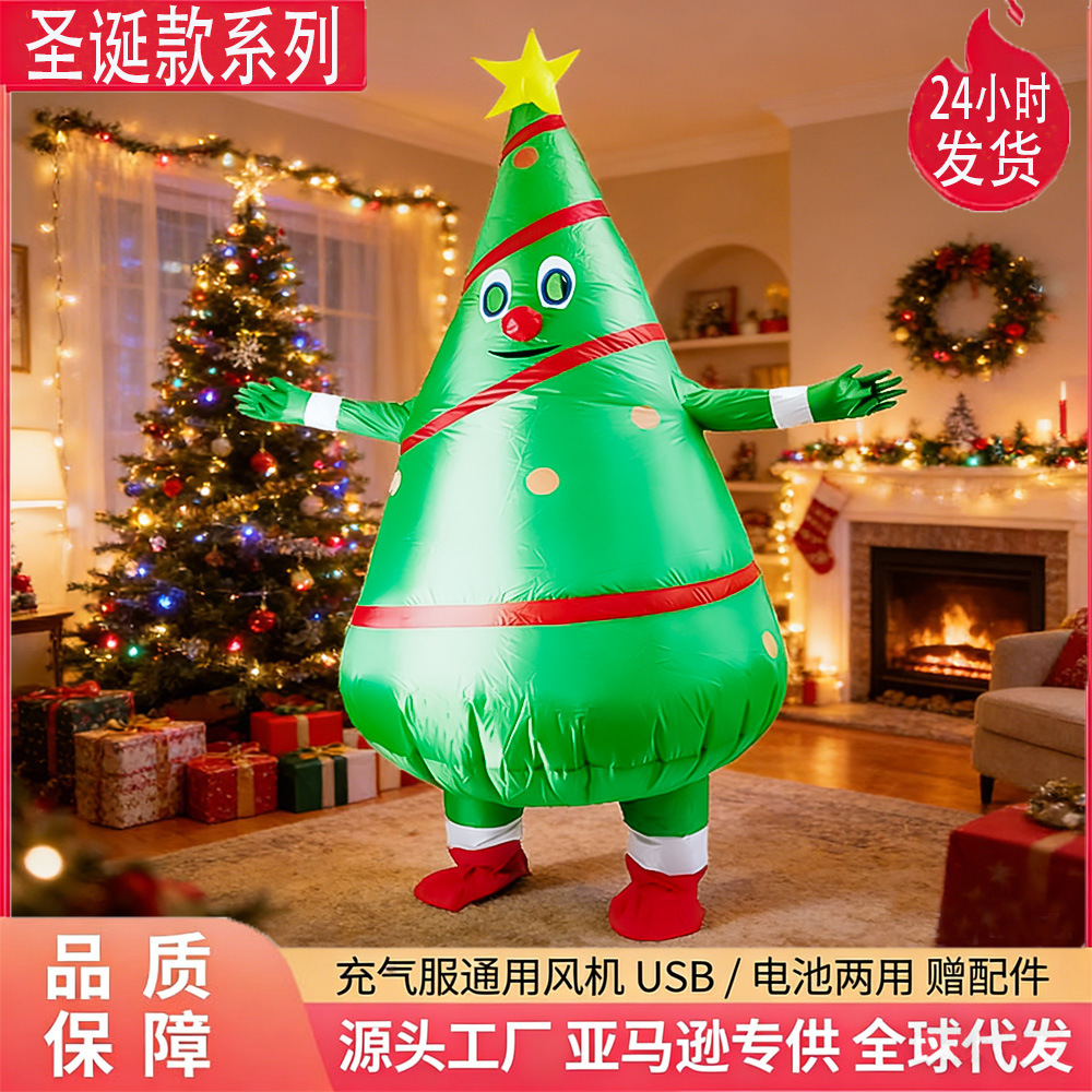 Disfraz de árbol de Navidad, accesorios de Navidad para fiestas internacionales, pingüino, muñeco de nieve, árbol de Navidad, Papá Noel, disfraz inflable