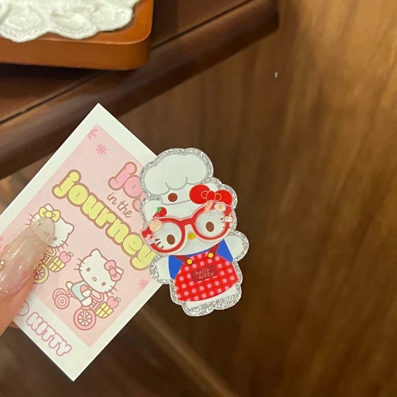 甜美可爱围裙kt猫少女心发卡亚克力鸭嘴夹碎发刘海夹发饰头饰批发|undefined