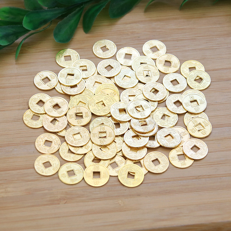 1.4cm 황금 구리 돈 (행운의 돈)