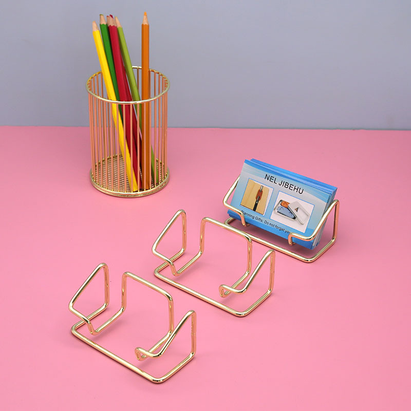 桌面名片收纳架 简约名片收纳座金属商务卡架 高档创意卡片名片座