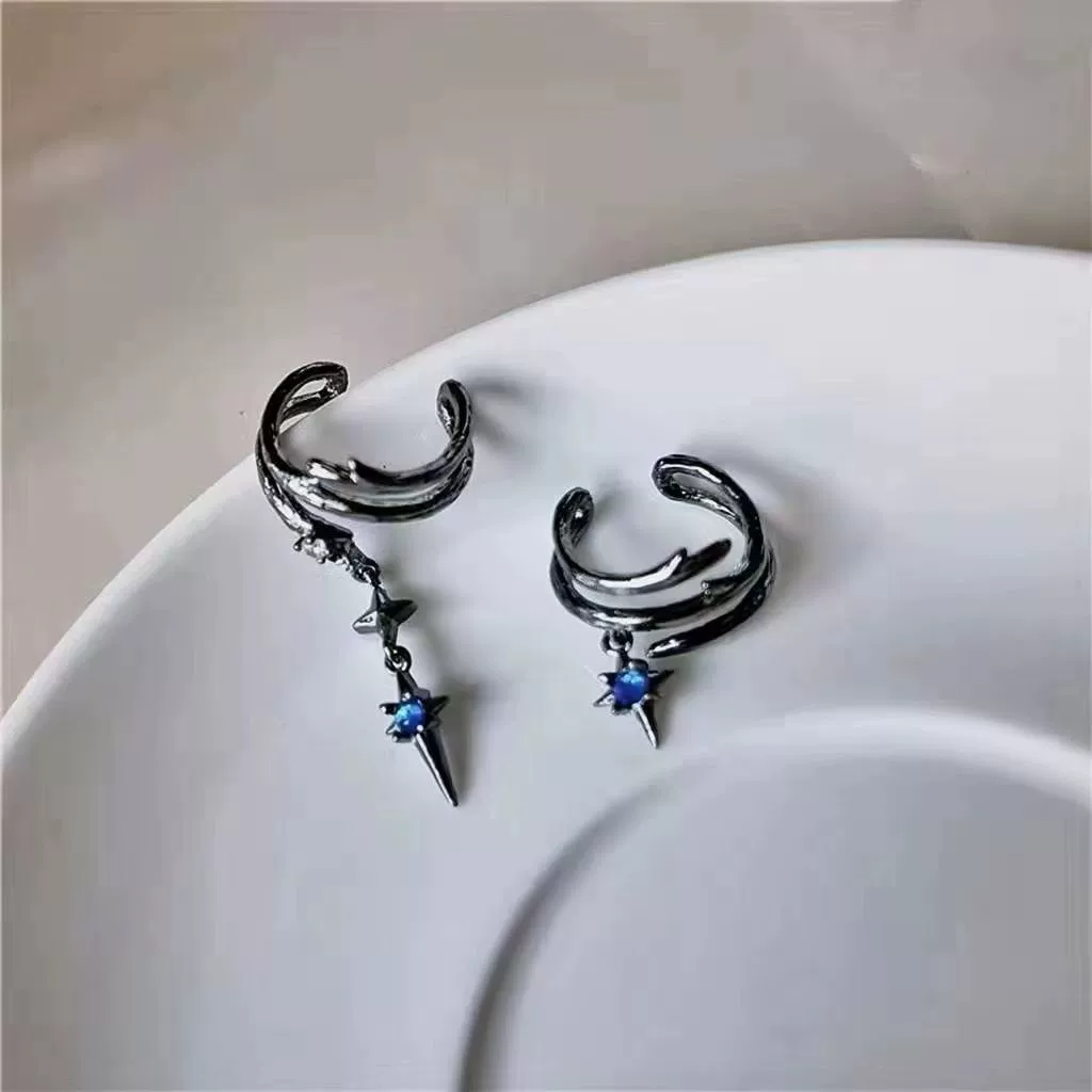 Клипсы-каффы асимметричные для ушей, 14k, серебристо-серый, без прокола, элегантный дизайн