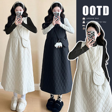 实拍  秋冬孕妇棉服背心裙+打底毛衣两件套孕妇装送包包