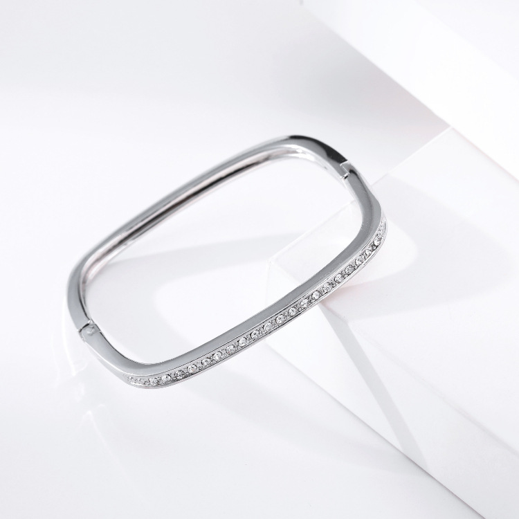 Simple Square Diamond Alloy Bracelet display picture 6
