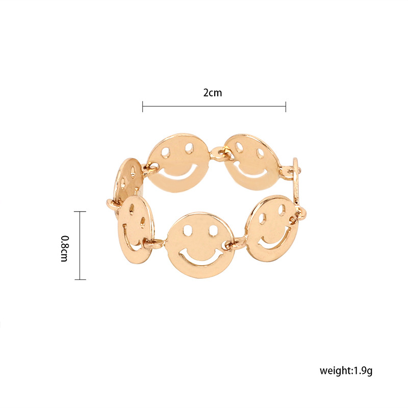 2g Weight Women'S Gender New Fashion Retro Geometric Sequin Smile Joint Ring Wholesale Nihaojewelry 1