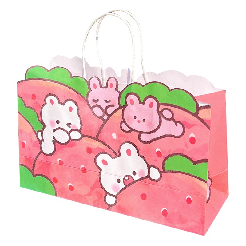 Tengyi lindo conejo de fresa bolsa de papel de forma especial bolso de compras bolsa de regalo lindo
