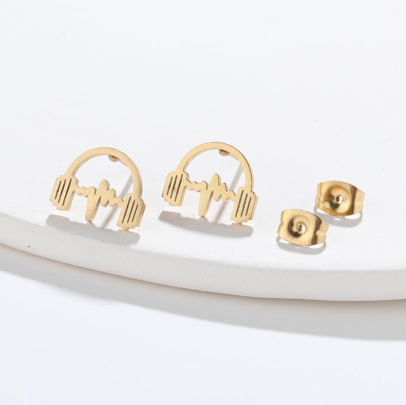 Simple Style Headset Titanium Steel Ear Studs Plating No Inlaid Stainless Steel Earrings