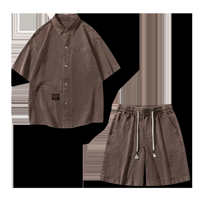 [Price Control 159] Plus Size Men's Summer Cardigan Short-Sleeve Casual Set