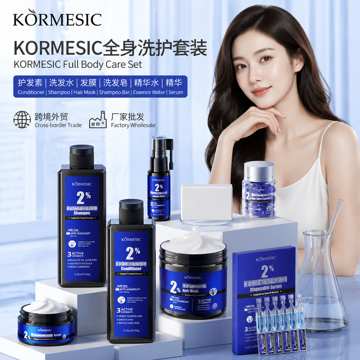 KORMESIC跨境洗护套装HairBodyCareSet 控油洁净头皮全身护肤批发