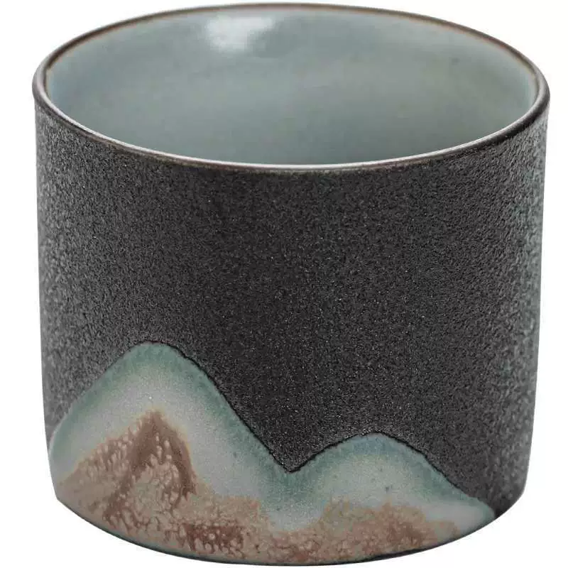 Yuanshan Black Pottery Pin Cup Ceramic Hand -painted Mountain -shaped Tea Square Kung Fu Little Tea Cup Zen Single Cup Master Cup Tea Cup