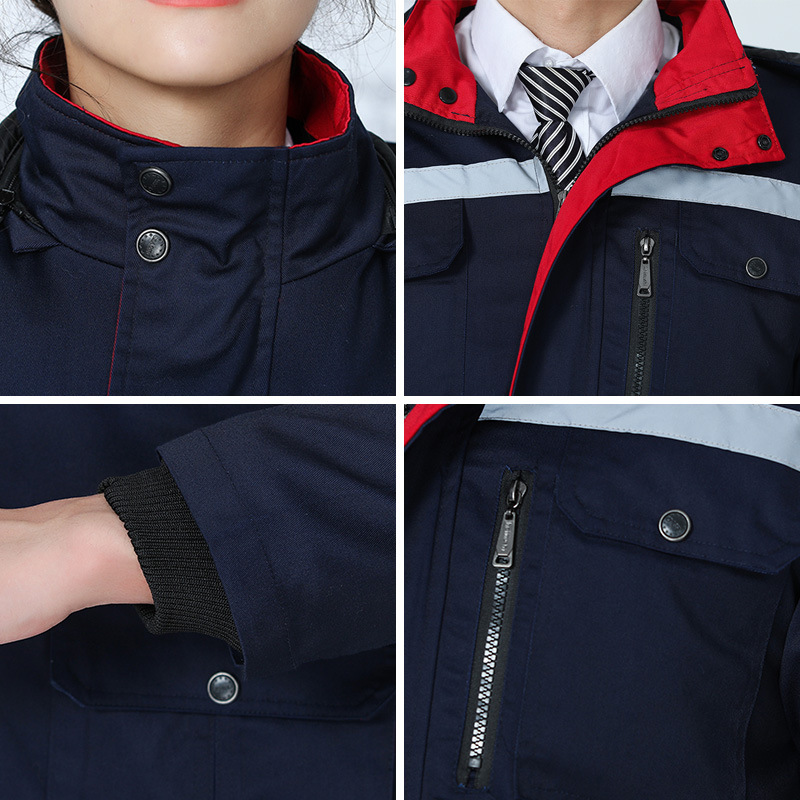 invierno algodón chaqueta de algodón conjunto de ropa de trabajo chaqueta de hombre y mujer reparación de automóviles fría gruesa ropa de protección laboral desmontable calentamiento