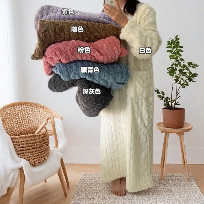 珊瑚绒睡裙女长款加厚保暖家居服秋冬新款可外穿睡衣睡袍休闲裙子